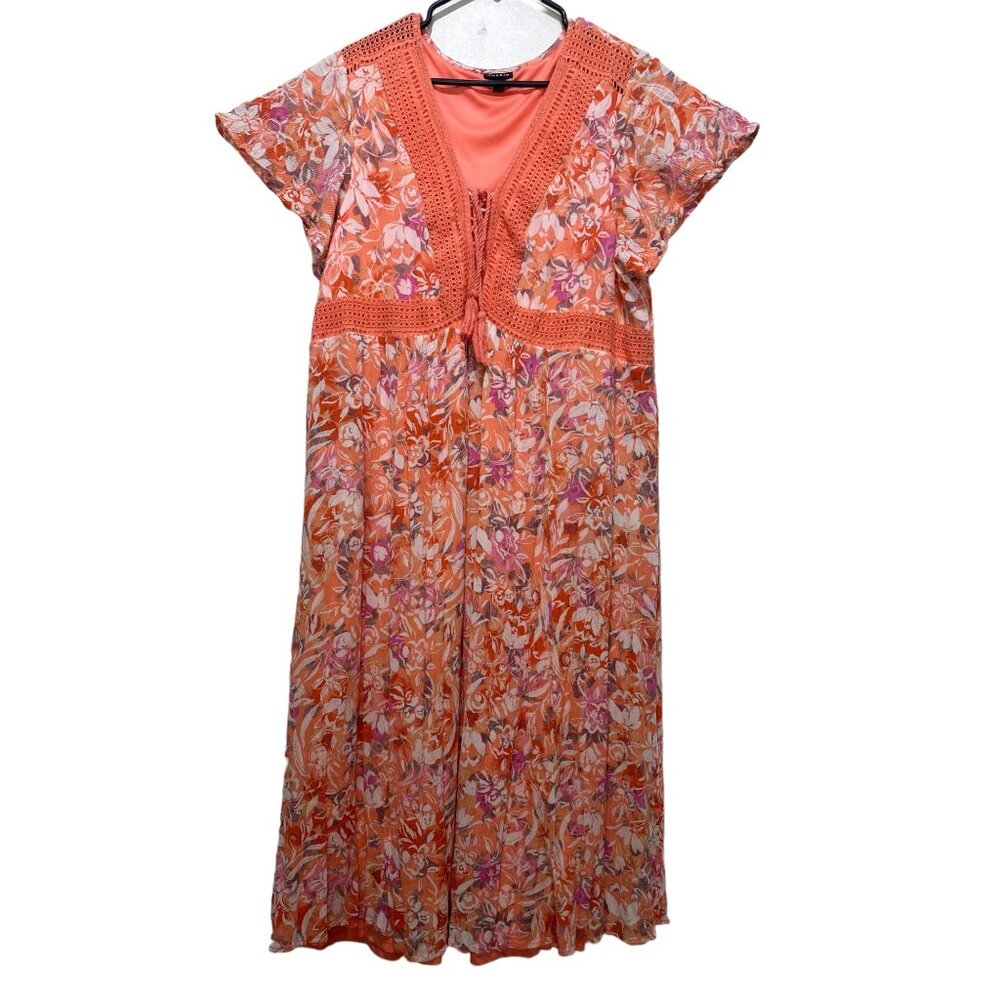 Torrid Orange Tiered Midi Sundress with Flutter Sleeves - Picture 2 of 16
